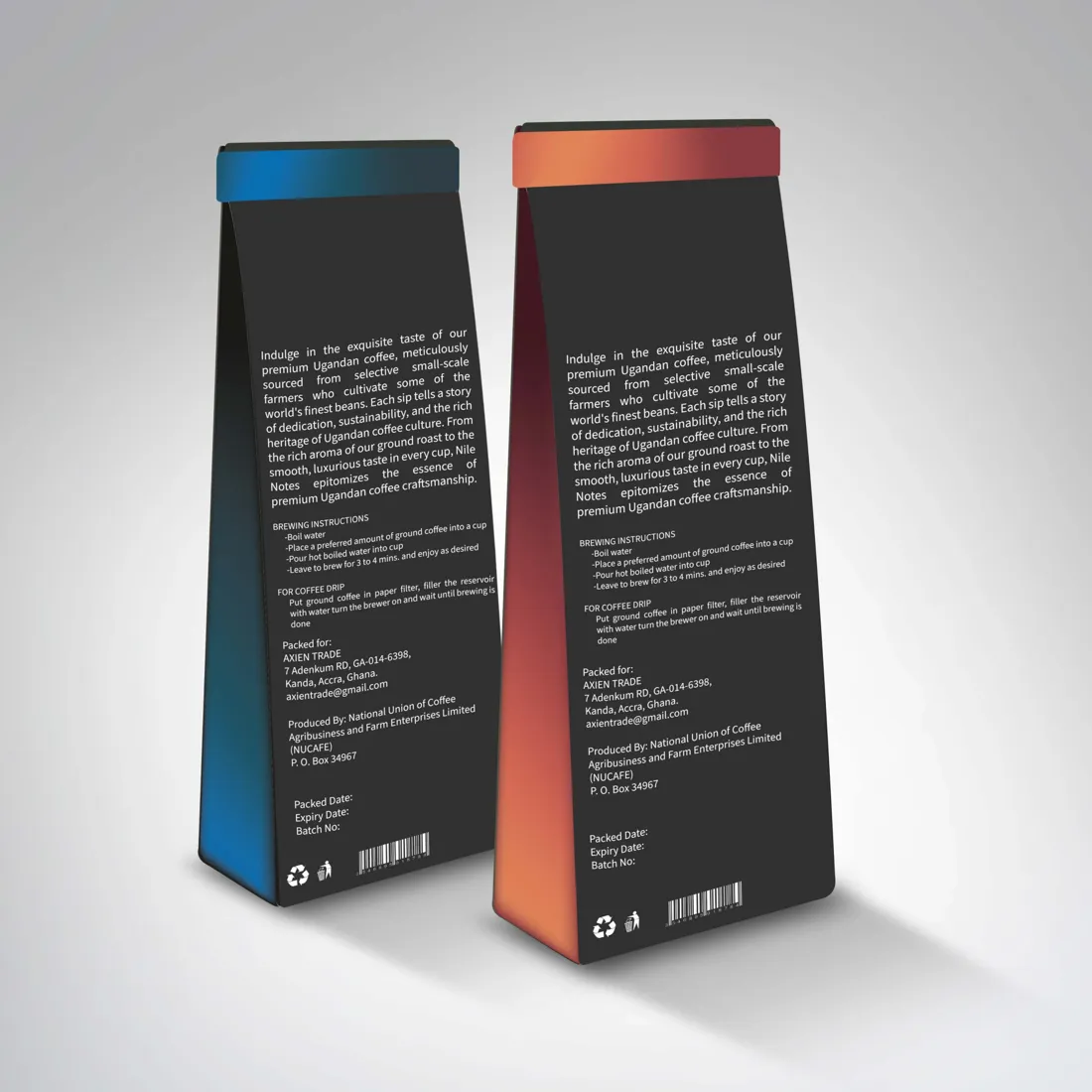 Back of the Nile Notes pack showing brewing instructions